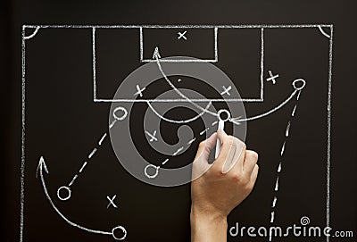 Football Soccer Coach Drawing Playbook Strategy Stock Photo
