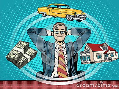 Man dream house money car Vector Illustration