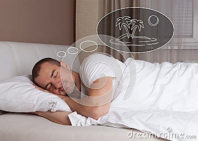 Man dreaming about his vacation Stock Photo