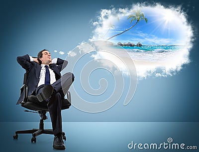 Man dreams holidays Stock Photo