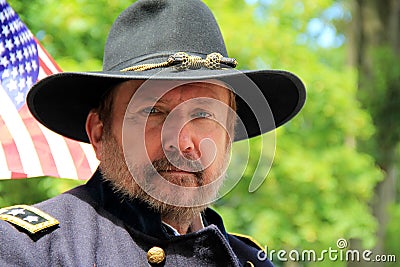 Man dressed as Ulysses S. Grant in July 4th parade,Saratoga Springs,New York,2013 Editorial Stock Photo