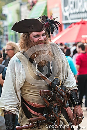Man Dressed In Elaborate Pirate Costume Mills About Halloween Parade Editorial Stock Photo