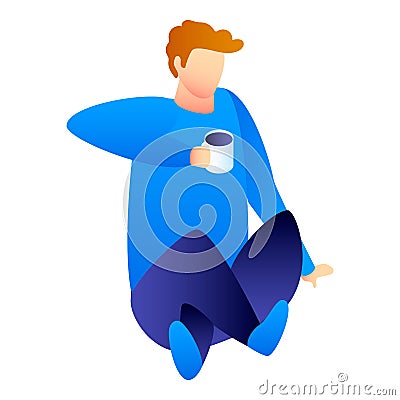 Man drink coffee icon, isometric style Vector Illustration