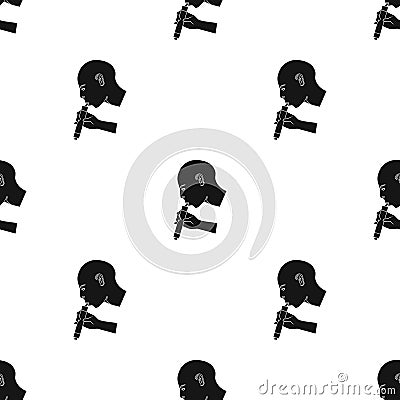 Man drink through compact filter icon in black style isolated on white background. Water filtration system symbol stock Vector Illustration