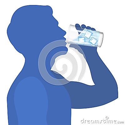 Man drink water. Concept of healthy lifestyle. Vector Vector Illustration