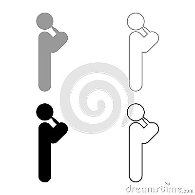 Man drinking alcohol from bottle of beer wine drunk people concept stick use beverage drunkard booze standing set icon grey black Vector Illustration