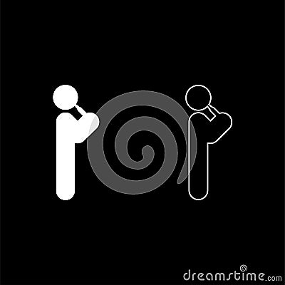 Man drinking alcohol from bottle of beer wine drunk people concept stick use beverage drunkard booze standing set icon white Vector Illustration