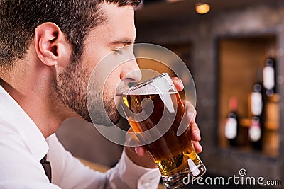 Man drinking beer. Stock Photo