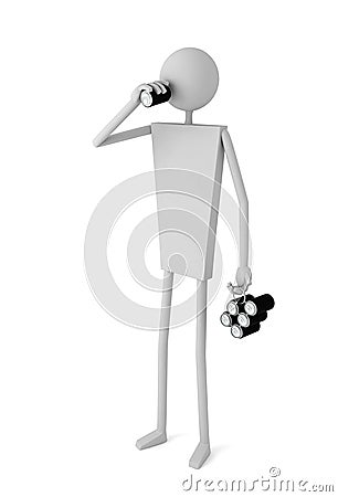 Man drinking from black aluminum can Cartoon Illustration