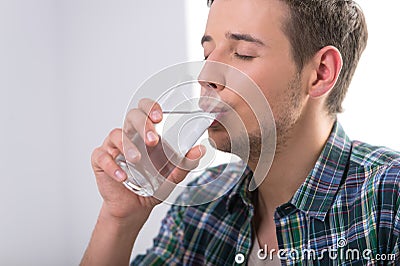 Man drinking water. Stock Photo