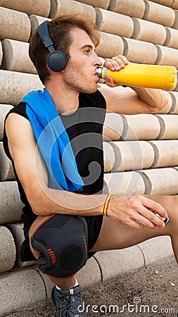 Man drinking water after sports Stock Photo