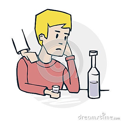 The man drinks alcohol Vector Illustration