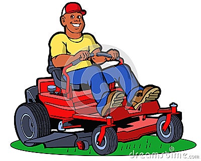 Lawnmower man character illustration handyman art Cartoon Illustration