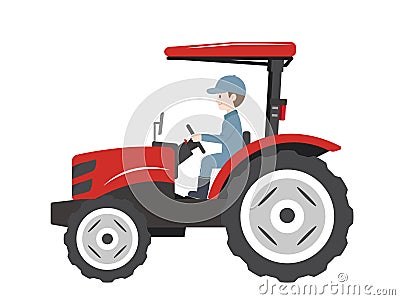 Man driving a tractor Vector Illustration