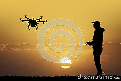 Man with drone Stock Photo