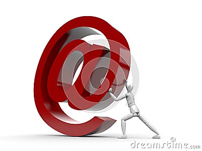 Man and email sign Stock Photo