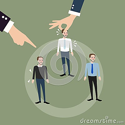 Man employee hand pick replacing position rolling rotation mutation Vector Illustration