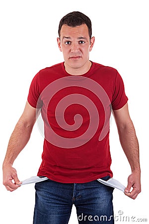 Man with empty pockets Stock Photo