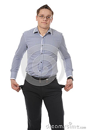 Man with empty pockets Stock Photo