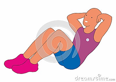 A man engaged in physical exercise, fitness classes, sports. Cartoon Illustration