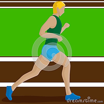 Man engaged in running at the stadium. Sport against smoking. A day without tobacco. Vector illustration Vector Illustration