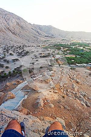 Man enjoying desert scenery first person Stock Photo