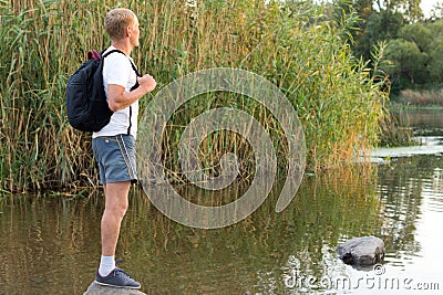 Man enjoying the tranquillity of nature Stock Photo