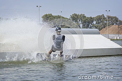 Man enjoying a Wakeboarding activity Editorial Stock Photo