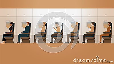 A man enjoys using social network application and ignores surrounding Vector Illustration