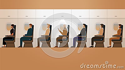 A man enjoys using social network application and ignores surrounding Vector Illustration