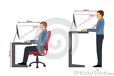 Man Ergonomics at workplace Stock Photo