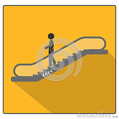 Man escalator move down icon. Simple illustration of man escalator move down vector icon for web design isolated Vector Illustration