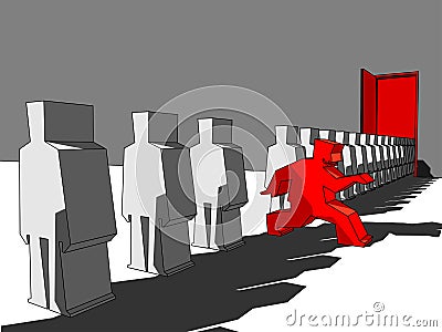 Man escaping the queue Vector Illustration