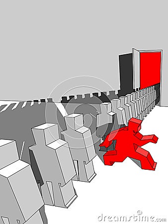 Man escaping the queue Vector Illustration