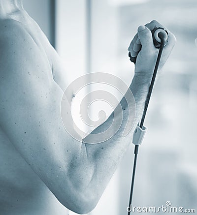 Man exercising with bands Stock Photo