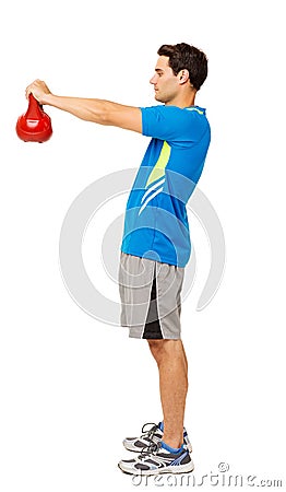 Man Exercising With Kittle Bell Stock Photo