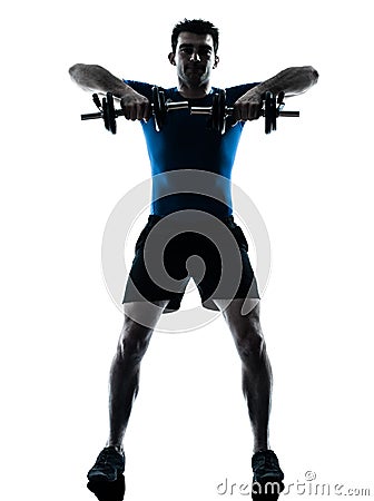 Man exercising weight training workout fitness Stock Photo