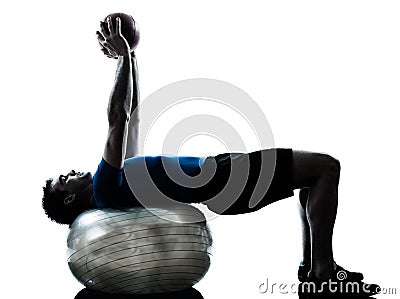 Man exercising workout fitness ball posture Stock Photo