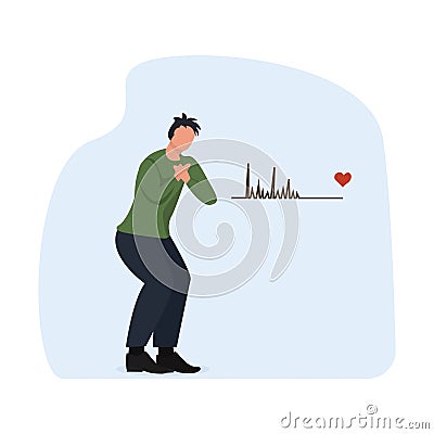 A man is experiencing a heart attack, chest discomfort, the onset of infarct, vector illustration in a flat style for medical webs Vector Illustration