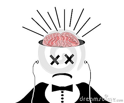 Man with exposed brain Vector Illustration