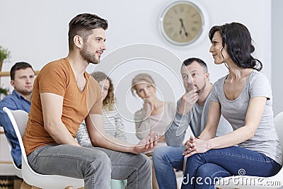 Man expressing love to mother Stock Photo