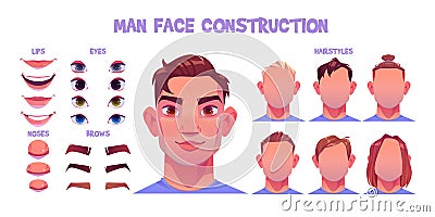 Man face constructor, avatar of male character Vector Illustration