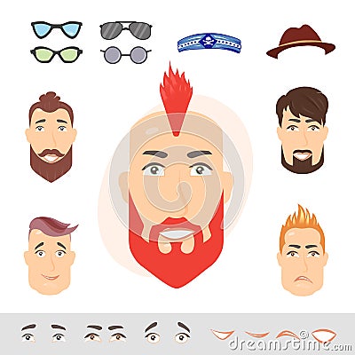 Man face emotions constructor Vector Illustration