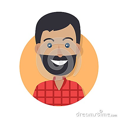 Man Face Emotive Vector Icon in Flat Style Vector Illustration