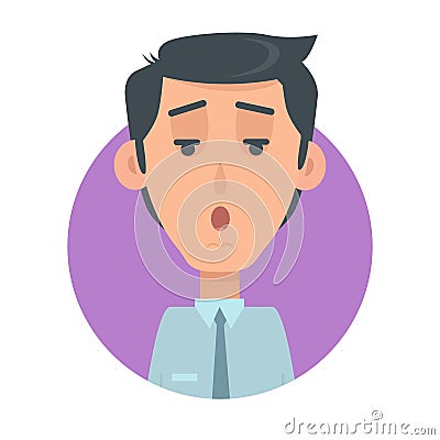 Man Face Emotive Vector Icon in Flat Style Vector Illustration