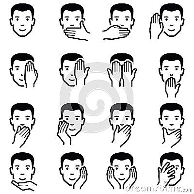 Man face with hand vector emoticons Vector Illustration