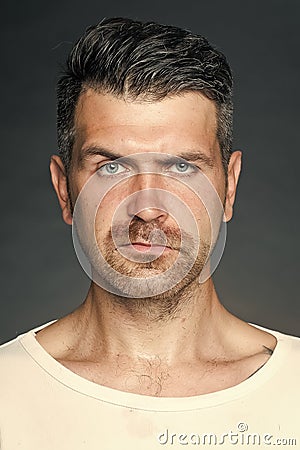 Man face handsome. Shaved man with bristle Stock Photo