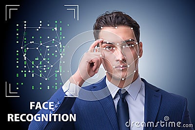 The man in face recognition concept Stock Photo