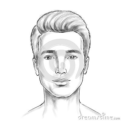 Man face sketch artwork digital painting look likes pencil Stock Photo