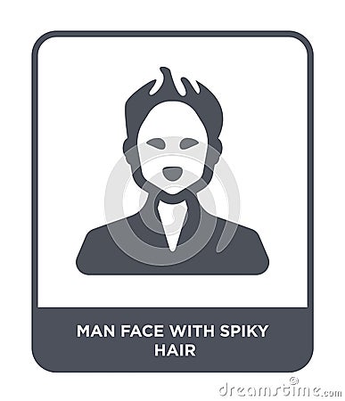 man face with spiky hair icon in trendy design style. man face with spiky hair icon isolated on white background. man face with Vector Illustration